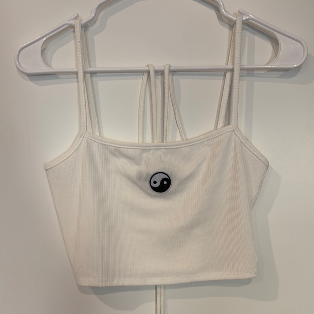 Blue Blush White Fitted Crop Camisole
